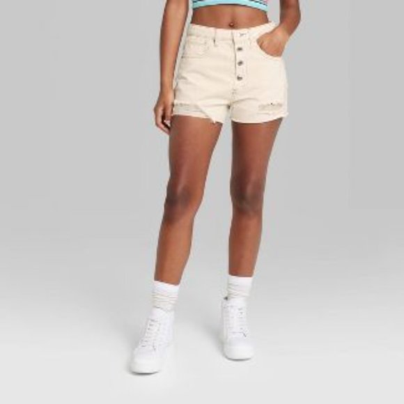 Wild Fable Women's Highest Rise Cutoff Shorts Off-White Size 10 Waist NEW - Picture 9 of 9